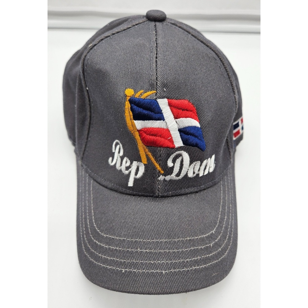 Rep Dom Dominican Republic Flag Gray Snapback Baseball Cap Hat Embroidered